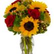 Compact autumn sunflower mixed arrangement