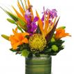 Tropical compact design in glass cube vase