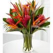 Tropical flower/foliage vased arrangement
